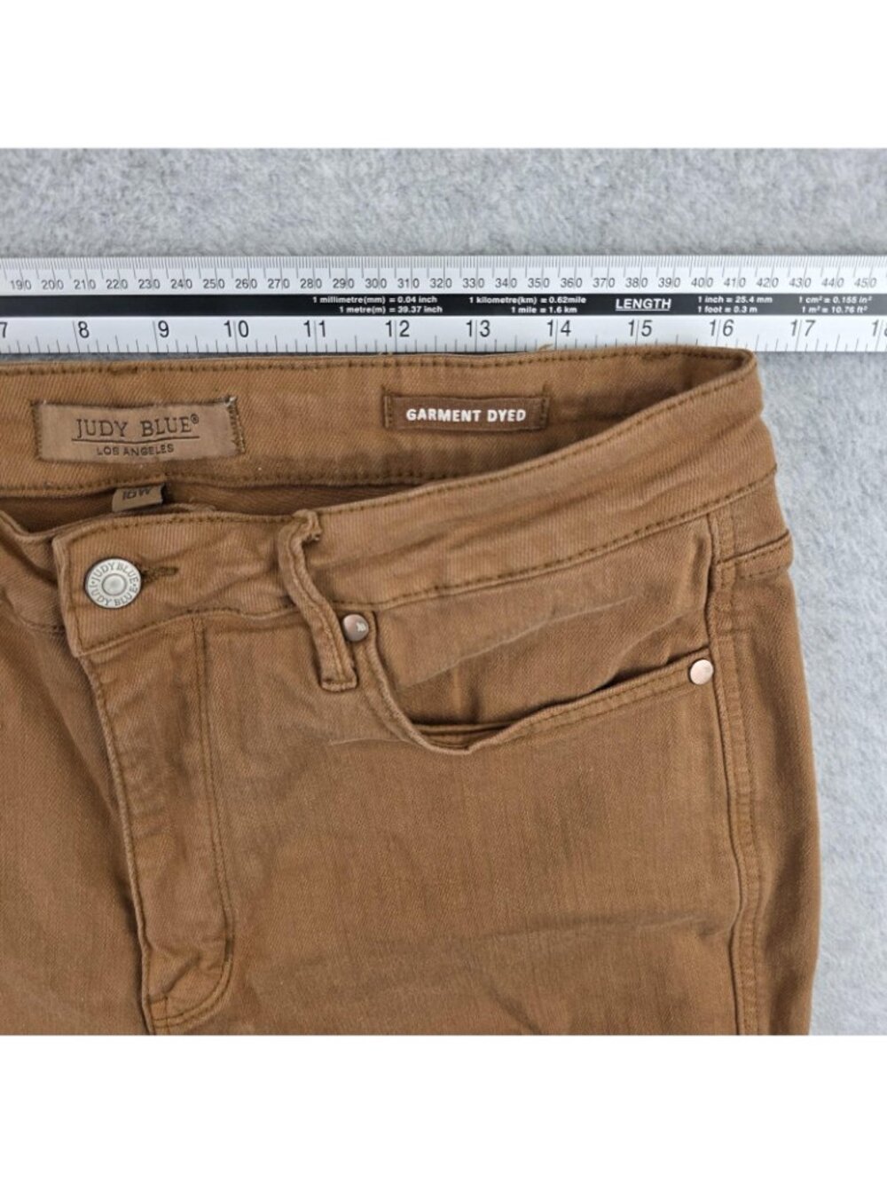 Judy Blue Flare Jeans Womens 16W Brown Stretch Denim Frayed Hem Plus Size - Picture 7 of 10